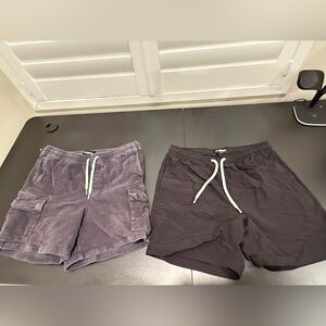 RSQ Men's Black Shorts and Dark Gray Cargo Shorts. Size Small. EUC. Lot of 2.